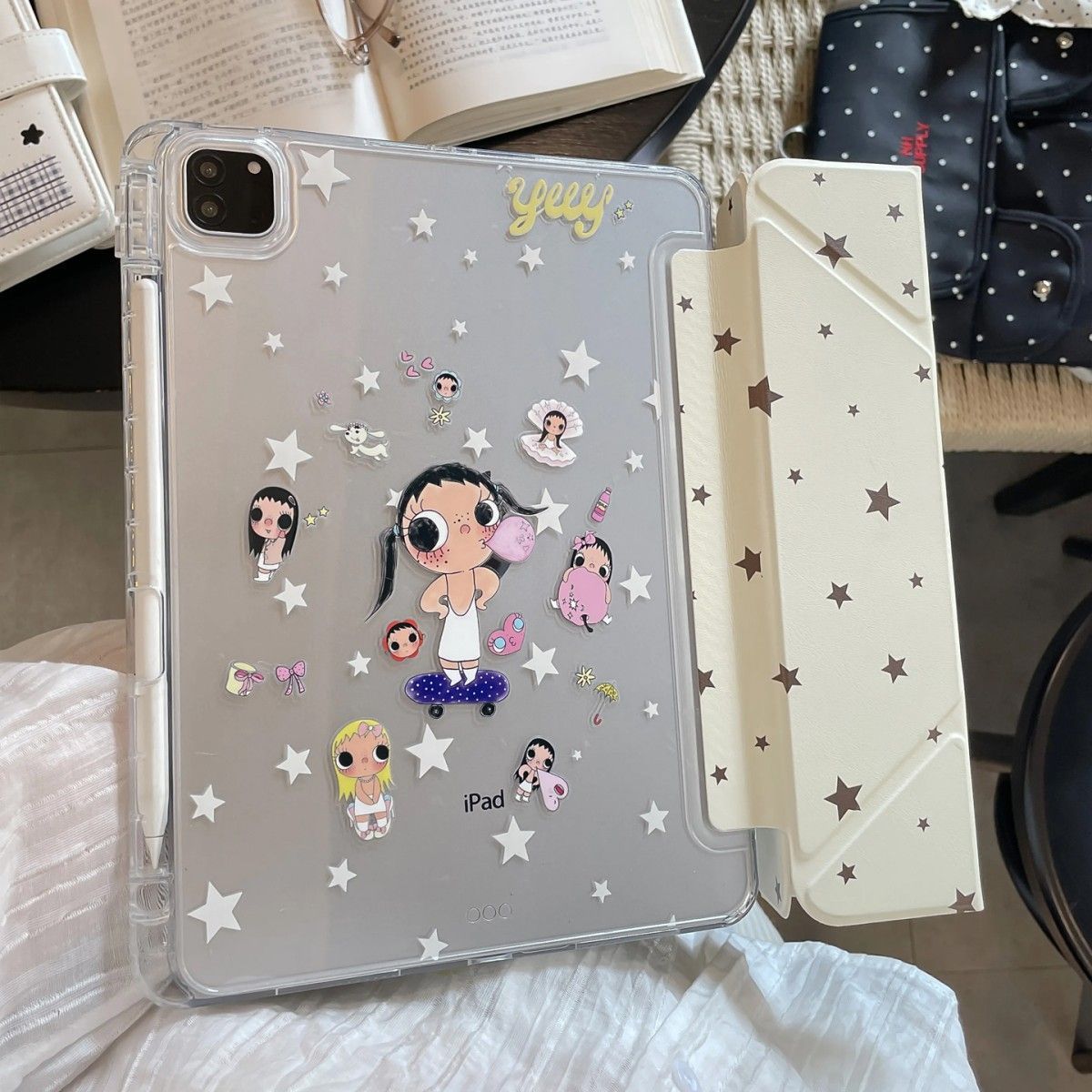 适用iPad保护套2026款ipadAir8保护壳M4透明ipad10星星小玉ipadpro亚克力壳11英寸3Y折mini7笔槽air5防弯13寸