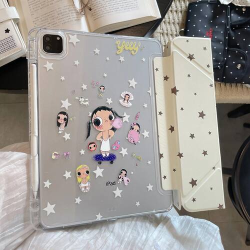 适用iPad保护套2026款ipadAir8保护壳M4透明ipad10星星小玉ipadpro亚克力壳11英寸3Y折mini7笔槽air5防弯13寸
