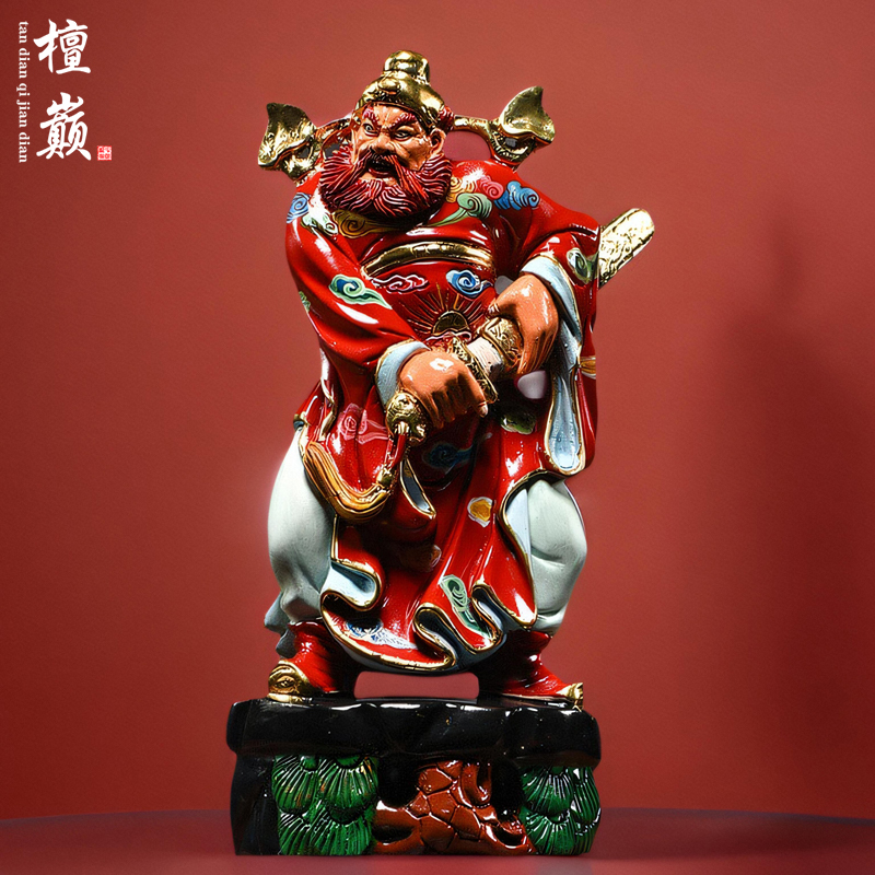 彩绘木雕天师钟馗神像摆件新中式