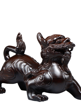 黑檀木雕貔貅摆件实木一对装饰