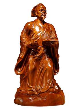 花梨木鲁班工匠祖师人物家居雕像