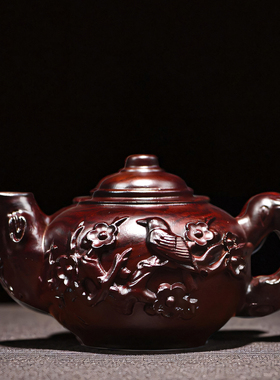 黑檀木雕茶壶摆件实木把把壶把件