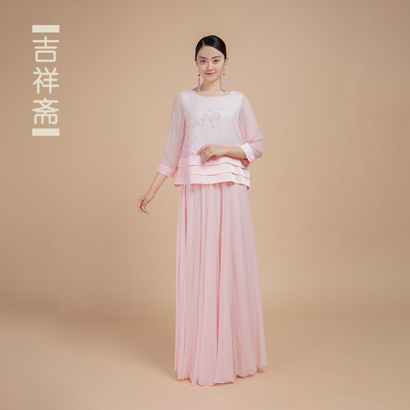 吉祥斋100%桑蚕丝上衣长裙图片