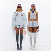 icat 伞裙卫裙套装 Kitty 工X型背心 灰色烫钻猫咪头卫衣 NOLA