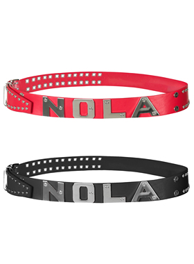 NOLA*Leather Belt 黑/红NOLA铆钉镌刻版 金属重工皮带腰带