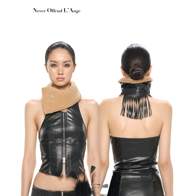 NOLA双面流苏哑光皮羊羔毛项圈