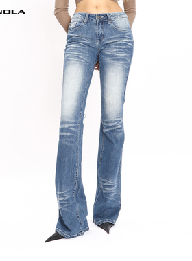 NOLA*Flared Jeans 超模本人 视觉增高8cm 水洗显瘦微喇牛仔裤女