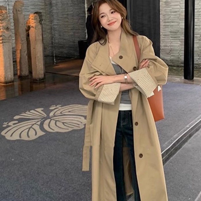 LEMON 浪漫英伦风垂感宽松显瘦休闲外套风衣长宽复古外套风衣女