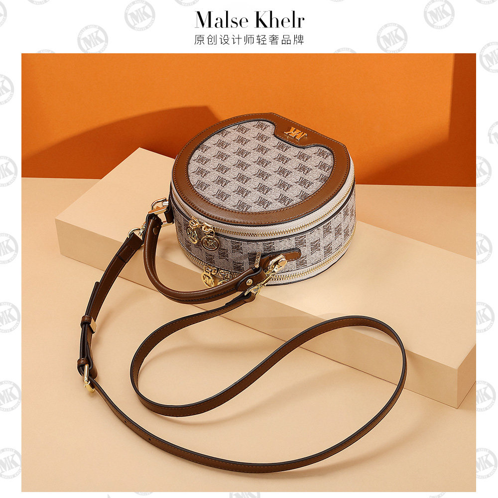 MALSE KHELR轻奢女包2022春夏新款时尚百搭圆形斜挎包手提小圆包