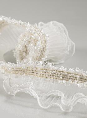 友谊大街COCO小姐木耳褶花边抱枕桌旗窗帘金色白色黄色花边