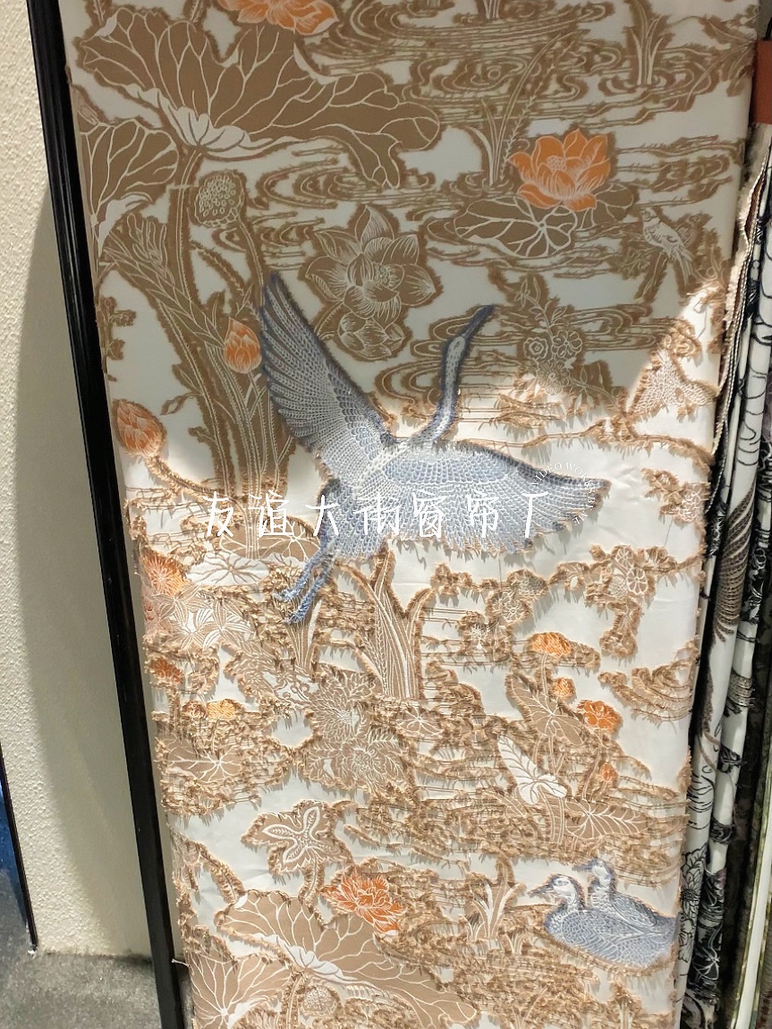 友谊大街法式中国风剪花鹤荷花鸳鸯古典卧室客厅小众设计款窗帘