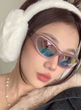 y2k千禧风粉紫色墨镜女高级感拍照网红欧美式太阳眼镜时尚太阳镜