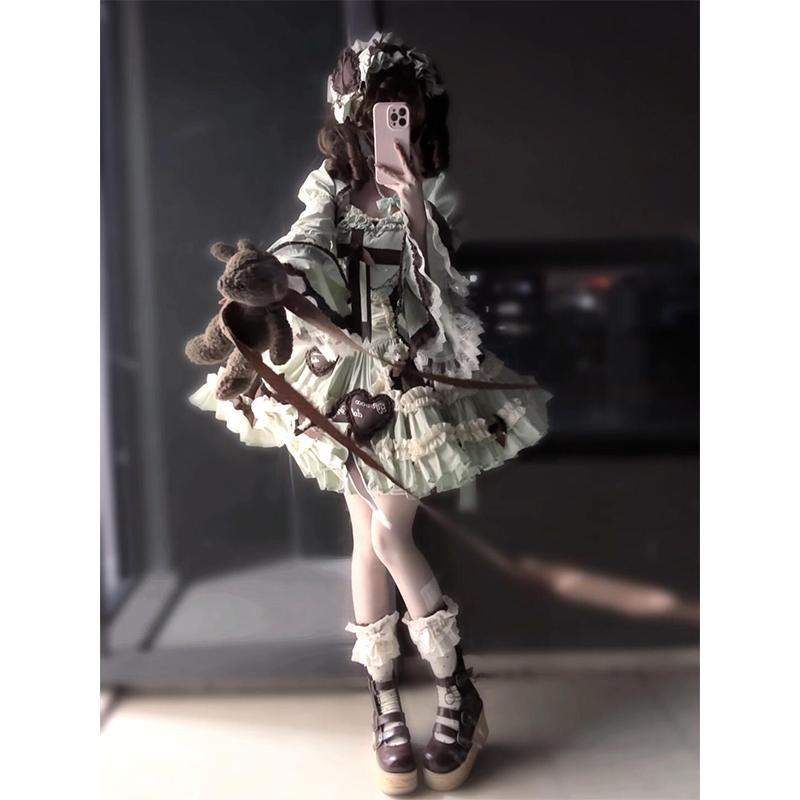 薄荷巧克力华丽优雅Lolita裙jsk姬袖坎肩洛丽塔公主裙可爱洋装