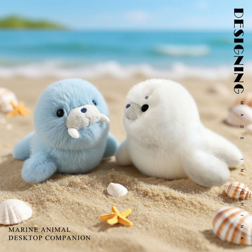 可爱虎鲸鲨鱼海豹公仔毛绒玩具小号桌伴玩偶摆件海洋馆布娃娃礼物