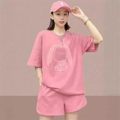 2025夏新款女士运动服套装休闲时尚短袖短裤两件套小个子洋气时髦