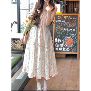 法式 繁花少女 气质甜美温柔花色连衣裙女夏日收腰显瘦碎花裙子