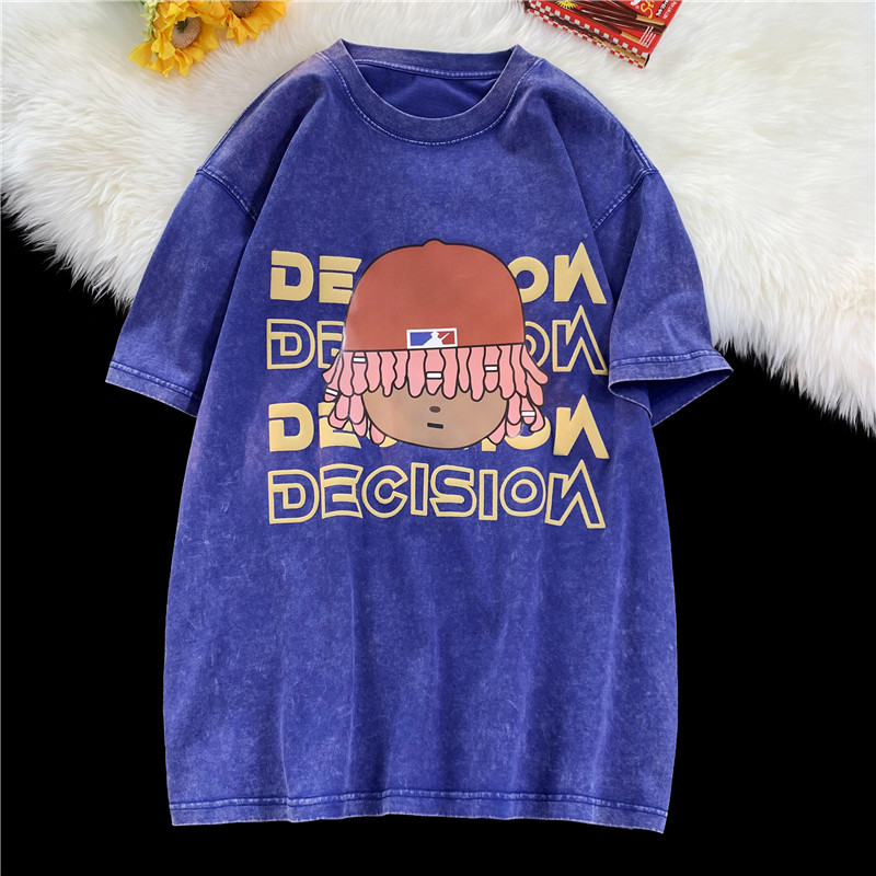 XZ230-1T18夏季新款美式重磅水洗做旧纯棉发泡休闲短袖T恤P40控58，男装T恤，星座230-1