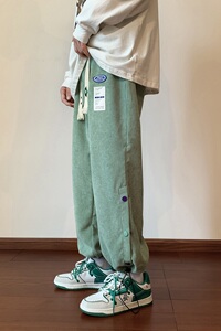 XZ230-1-22K02大码港风日系复古灯芯绒彩色排扣休闲束脚裤P55控68图片
