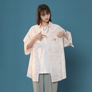 XZ-230-1CS221夏新款中性风宽松水墨扎染渐变休闲短袖衬衫P48控68，男装T恤，星座230-1