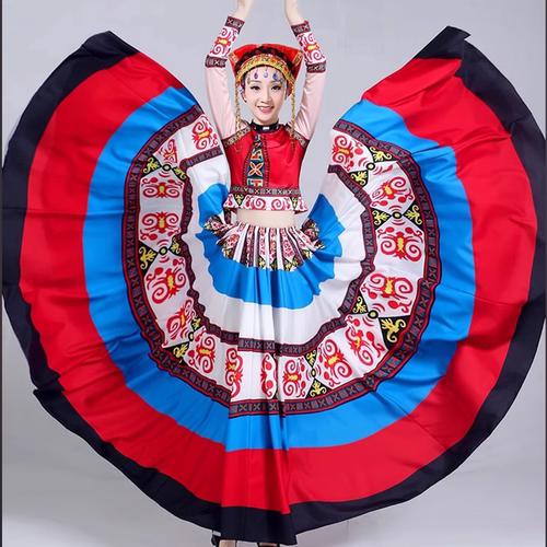 彝族舞蹈服装大摆裙合唱服
