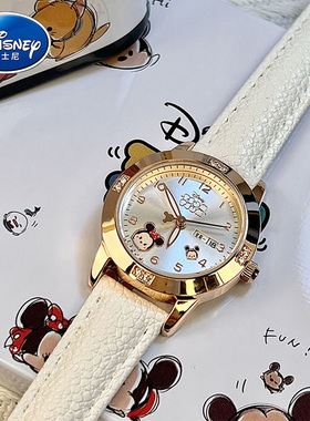 迪士尼儿童手表女孩夜光防水初中小学生只看时间女童生日礼物米奇
