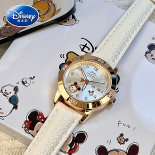 迪士尼儿童手表女孩夜光防水初中小学生只看时间女童生日礼物米奇