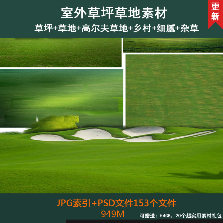 室外草地草坪高尔夫球场细腻草坪杂草效果图素材ps效果图psd