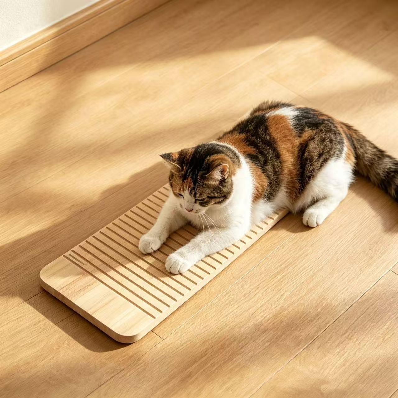 实木猫抓板耐磨不掉屑不伤爪防滑