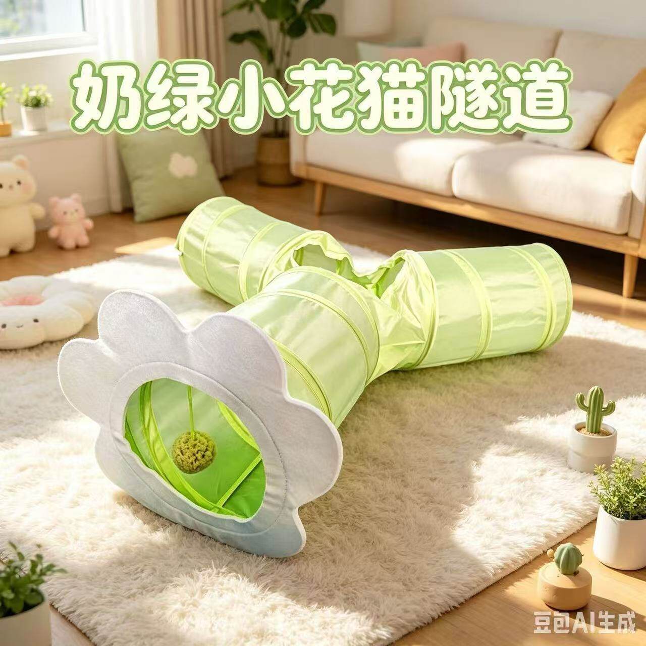 花朵三通可折叠猫隧道捉迷藏