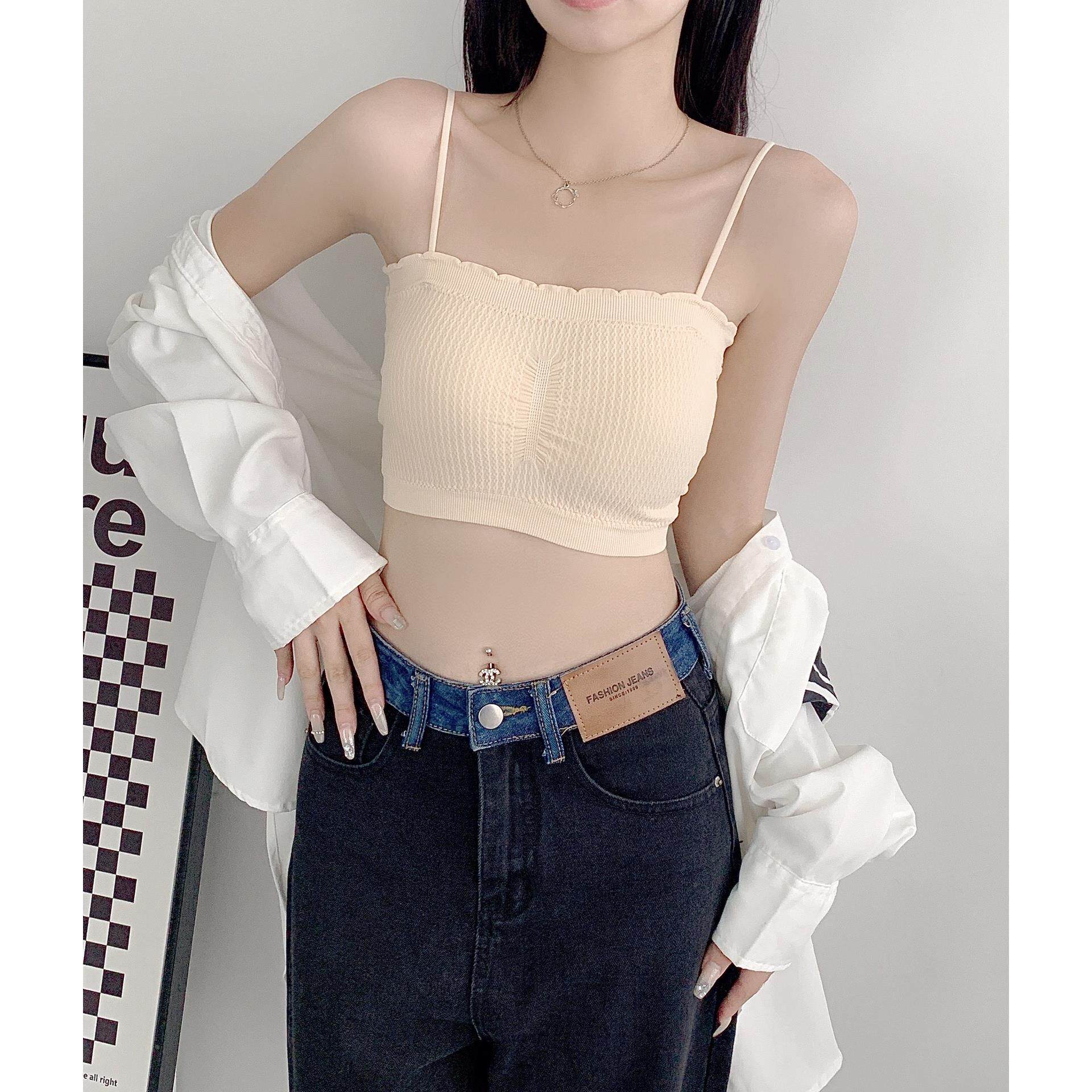 一字围抹胸无肩带内衣女学生防走光防滑裹胸内搭美背文胸罩带胸垫