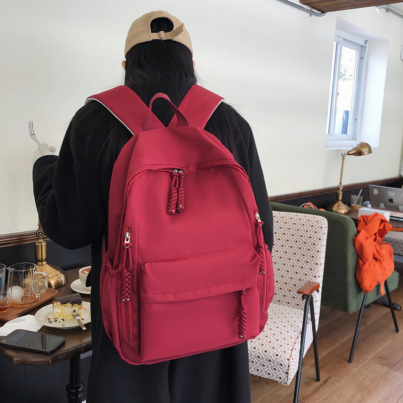 书包女韩版日系色学生双肩包包ins简约百搭森系休闲包旅行背包