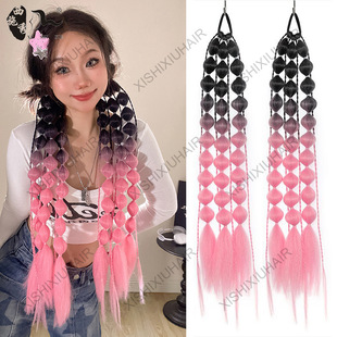 网红时尚女街拍造型神器灯笼泡泡扭股辫长款手编辫子马尾假发