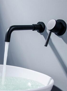 黑色全铜入墙式水龙头洗手洗脸盆水龙头暗装面盆龙头冷热AM1002定