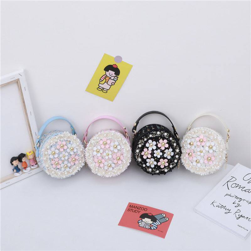 韩国时尚儿童零钱包小香风宝宝手提斜挎包可爱花朵女孩单肩包