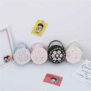 韩国时尚儿童零钱包小香风宝宝手提斜挎包可爱花朵女孩单肩包