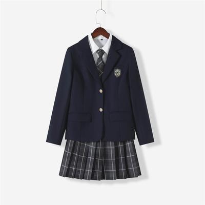 日系基础款西服烟灰格裙JK制服西装水手服外套学生学院风班服校服