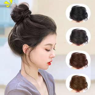 真发发圈丸子头假发女盘发古风假发包假发圈全真人发花苞蓬松神器