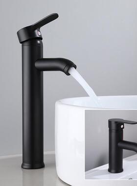 黑色不锈钢台上盆浴室面盆水龙头 卫生间洗脸盆台下盆冷热龙头定