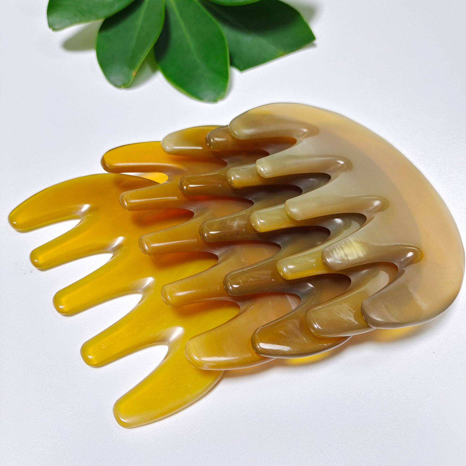 牛角五齿梳按摩刮头部经络梳五指五经梳痧梳刮痧板