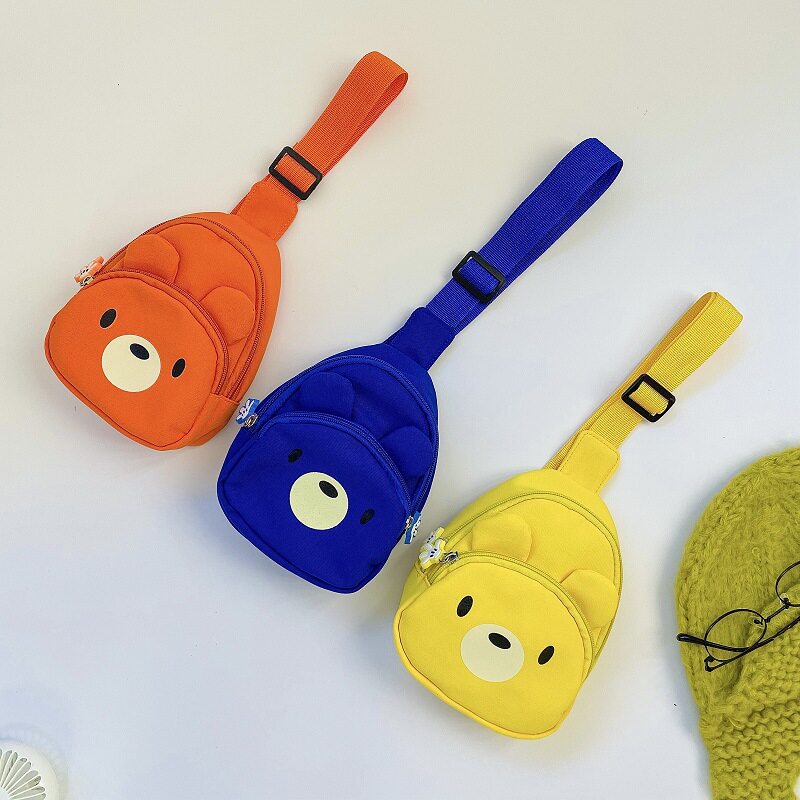 儿童包包韩版卡通小熊斜挎包女童零钱包可爱宝宝出街帆布小胸包潮