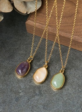 欧美不规则几何型清新绿东陵吊坠