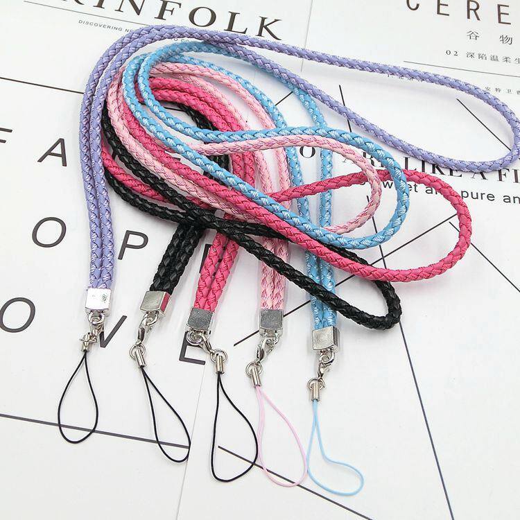 编织长绳手机挂绳 diy手机挂件 龙虾扣串珠手机壳挂脖绳