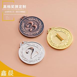运动会奖励奖牌制作 冠亚军锌合金奖章 外贸数学奖牌123名定制