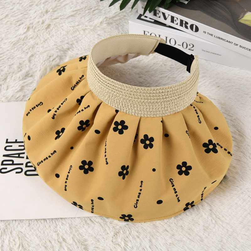 2025新款贝壳空顶帽女夏季防晒遮阳帽白胶可调节大沿帽出游沙滩帽