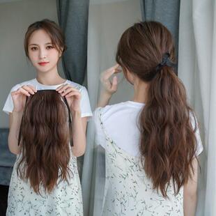 假发女短马尾 卷发仿真发自然玉米烫低马尾辫子短款绑带马尾