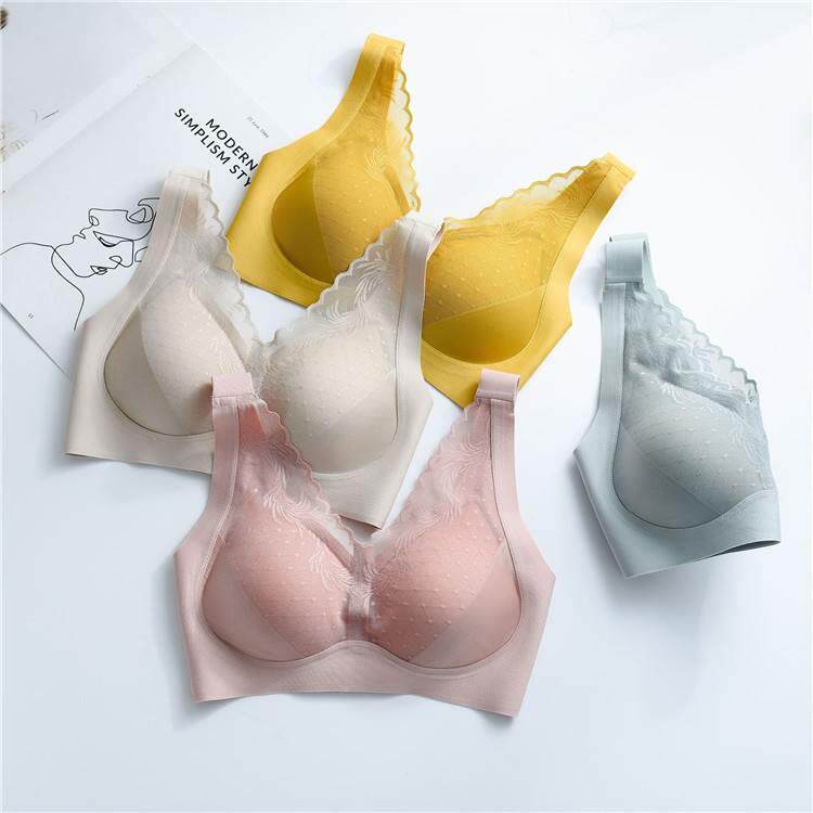 泰国乳胶内衣女士无痕无钢圈胸罩薄款透气聚拢调整型运动睡眠文胸