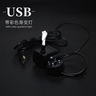 5V潜水泵超静音USB鱼缸工艺品LED抽水泵迷你小微型太阳能假山造景