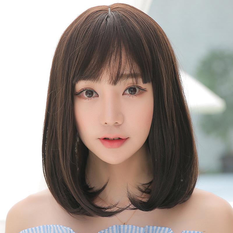 女中长卷发空气齐刘海直发日本韩国厂家假发全头套