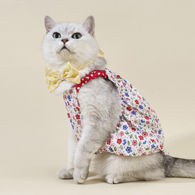 棉夏季小狗可爱碎花南瓜裙猫咪吊带裙子中小型犬背心宠物衣服厂家