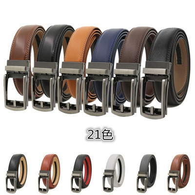 外贸男士Click Belt 假针皮带自动扣二层腰带